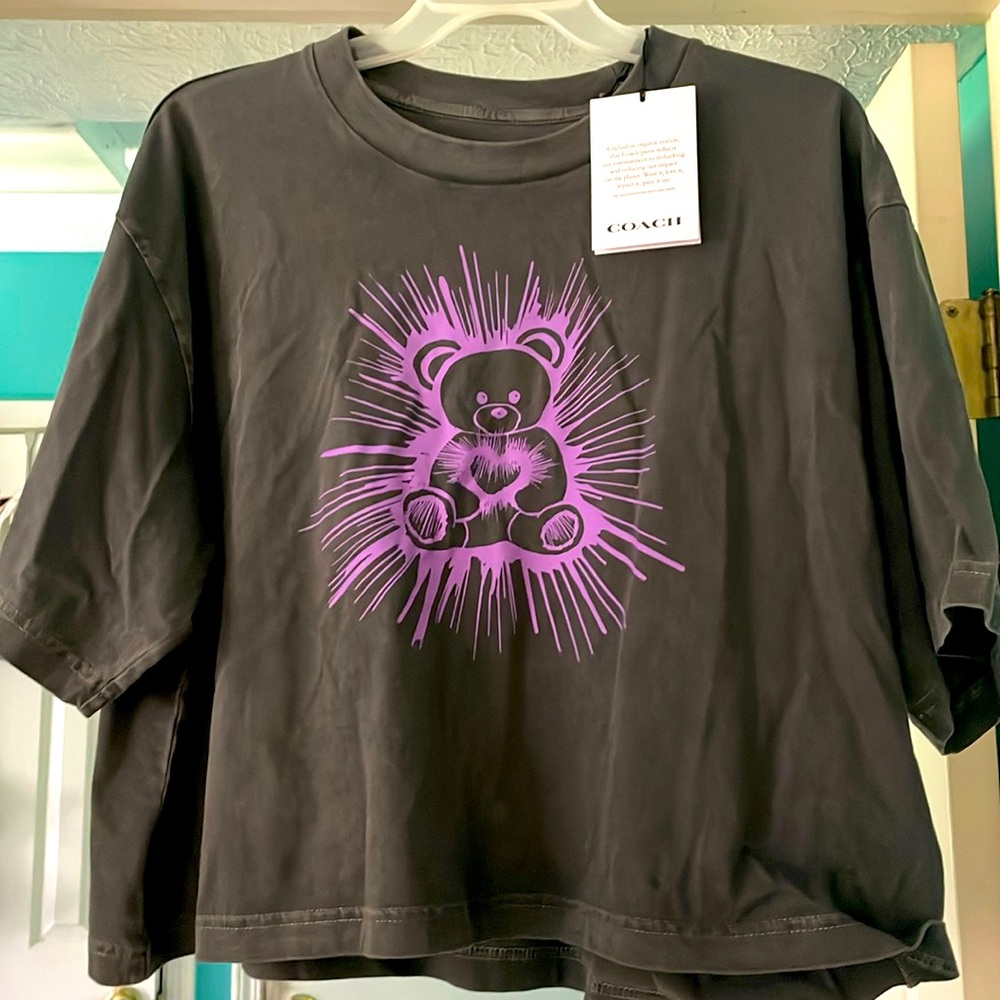 Coach rave bear cropped   tee shirt. Nwt
